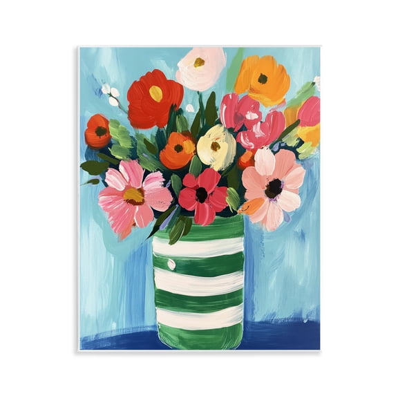 Stupell Industries Bouquet in Green Striped Vase Wall Plaque Art, design by Petal Prints Design