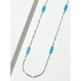 thumbnail image 2 of Forever Facets Platinum Over Sterling Silver Genuine Turquoise Paperclip Necklace, 36", 2 of 5