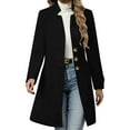 thumbnail image 2 of ClodeEU Mid Length Overcoat for Women's,Single Breasted Stand Collar Elegant Winter Coats Tops Black,Womens Plus S, 2 of 8
