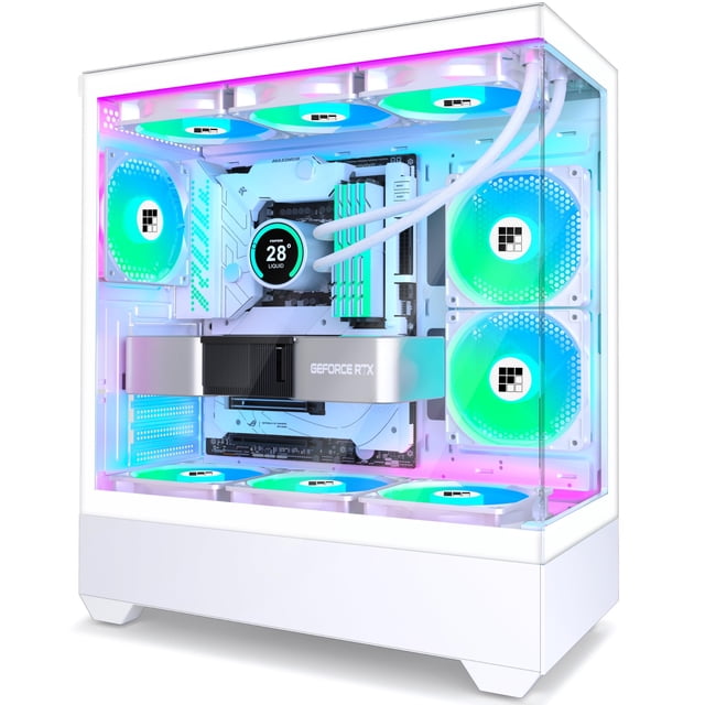 Funda para PC FOIFKIN F1 con ventilador ARGB ATX Mid-Tower tipo C de 6 PWM, color blanco