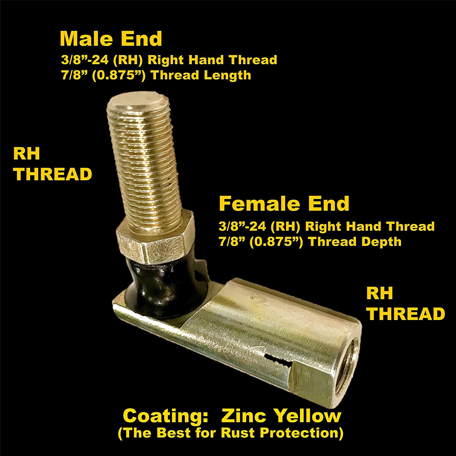 2-Pack 3/8-24 RH Ball Joint Tie Rod Ends – Replacement For Cub Cadet, MTD 923-0156 & 923-3018