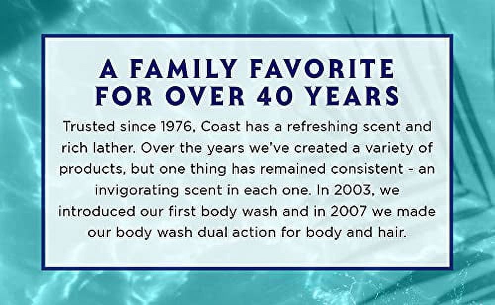 COAST CARE 2 in 1 Hair & Body Wash Classic Scent 18OZ (PACK OF 6) - All Day Shower Fresh Feel