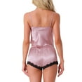thumbnail image 3 of INSPIRE CHIC Womens Lounge Set Lace Sleeveless Pajama Set Cami and Shorts Set Removable Chest Cushion Pj Set XS Pink, 3 of 6