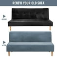thumbnail image 6 of TOPCHANCES Velvet Futon Cover Armless Sofa Covers Sofa Bed Covers Stretch Futon Couch Cover Sofa Slipcover Furniture Protector Thick Soft Velvet Fabric, Greyblue, 6 of 8