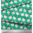 thumbnail image 2 of Soimoi Green Poly Georgette Fabric Dot & Food Packing Box Kitchen Print Fabric by the Yard 52 Inch Wide, 2 of 3