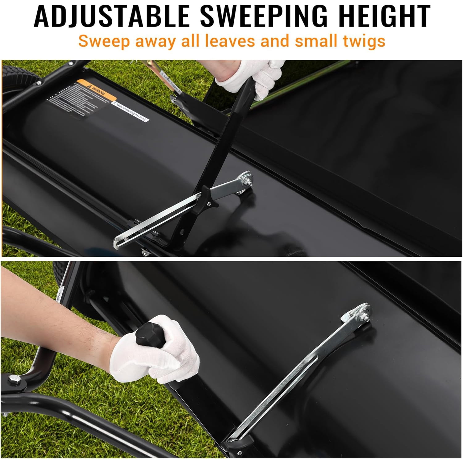 Telyswee Tow Behind Lawn Sweeper, Large Capacity Heavy Duty Leaf & Grass Collector with Adjustable Sweeping Height, Dumping Rope Design for Picking Up Debris and Grass