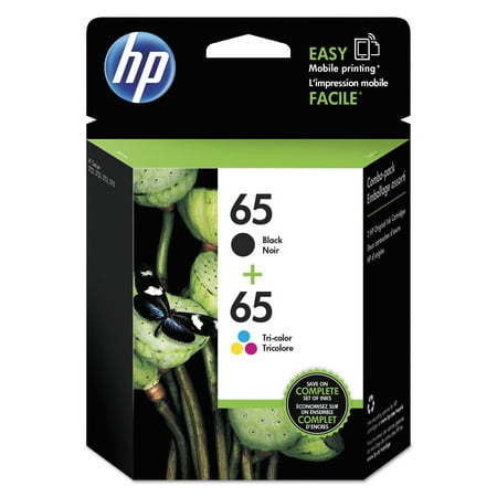 - HP 65 Black & Tri-Color Original Ink Cartridges, 2-pack (T0A36AN)