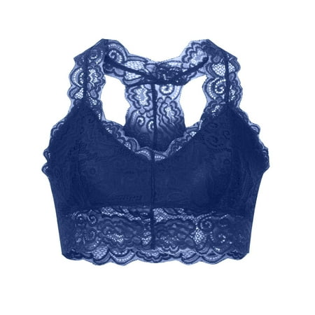 

Womens Bras Comfortable Racerback Bralette Floral Lace Brassiere Padded Underwear Seamless Full Coverage Daily Bra