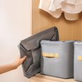 thumbnail image 4 of Medium Tan Rectangular Fabric Storage Bin with Handles, Back to School Dorm Room Essentials Misc Closet Organizer, 4 of 5
