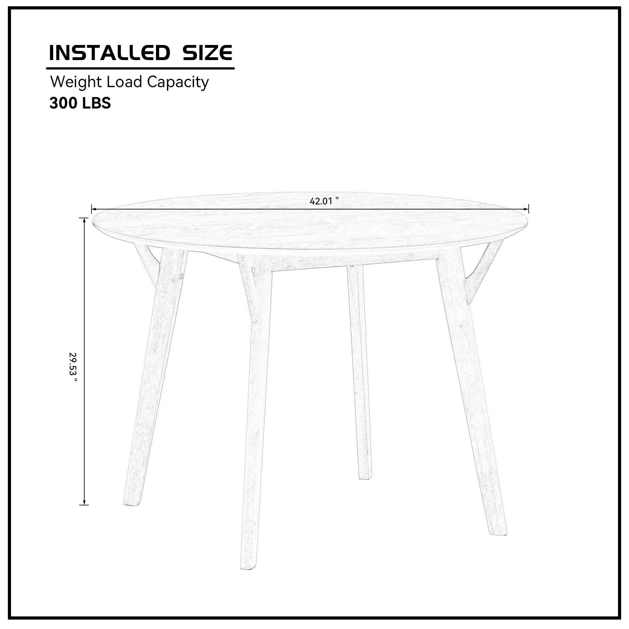 PORKISS 42" Round Dining Table for 4-6 People, Sturdy Farmhouse Wooden Kitchen Table, Coffee Table with Solid Wood Legs, Perfect for Dining Room, Kitchen, Living Room, Apartment, Black