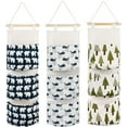 thumbnail image 1 of Bolsa de almacenamiento colgante de 3 piezas con 3 bolsillos, cesta de tela para colgar en la pared, organizador para dormitorio, baño y cocina, impermeable y elegante (oso, árbol y ballena), 1 of 5