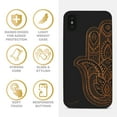 thumbnail image 4 of Case Yard Wooden Case for iPhone-X Soft TPU Silicone cover Slim Fit Shockproof Wood Protective Phone Cover for Girls Boys Men and Women Supports Wireless Charging Half Hamsa Hand Design, 4 of 7