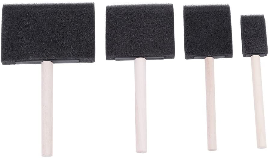4 Pcs Foam Paint Brushes Set, 4 Sizes Sponge Brushes with Wood Handle, Sponge Paint Brush, Foam