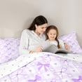 thumbnail image 6 of Homewish Dreamy Princess Bow-tie Bedding Comforter Set for Kids, Purple Cartoon Bow Twin Comforter Sets, Love Heart Reversible Bedding Set, Super Cozy Room Decor, 2-Piece, 6 of 9
