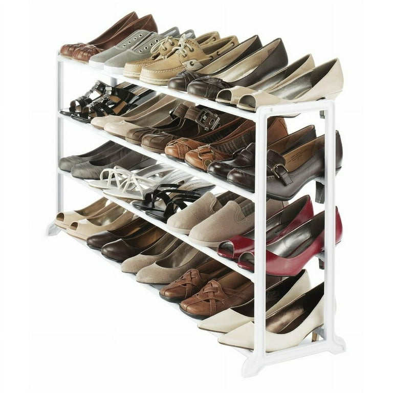 Whitmor 4-Tier 20 Pair Floor Shoe Rack - White - Resin 