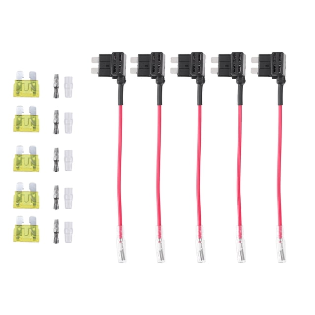 Unique Bargains 5 Set Universal Car Fuse Tap and Circuit Adapters 12V with 20A Standard Blade Type Fuses