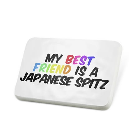 Porcelein Pin My best Friend a Japanese Spitz Dog from Japan Lapel Badge – (Best Food For Japanese Spitz)