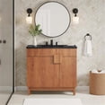 thumbnail image 2 of Modway Miles 36" Wood Bathroom Vanity with Tapered Legs in Black/Walnut, 2 of 11