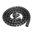 thumbnail image 1 of Organizador de cables en espiral flexible, protector de cables, almacenamiento de cables, color negro, 1,5 m x 28 mm, 1 of 3