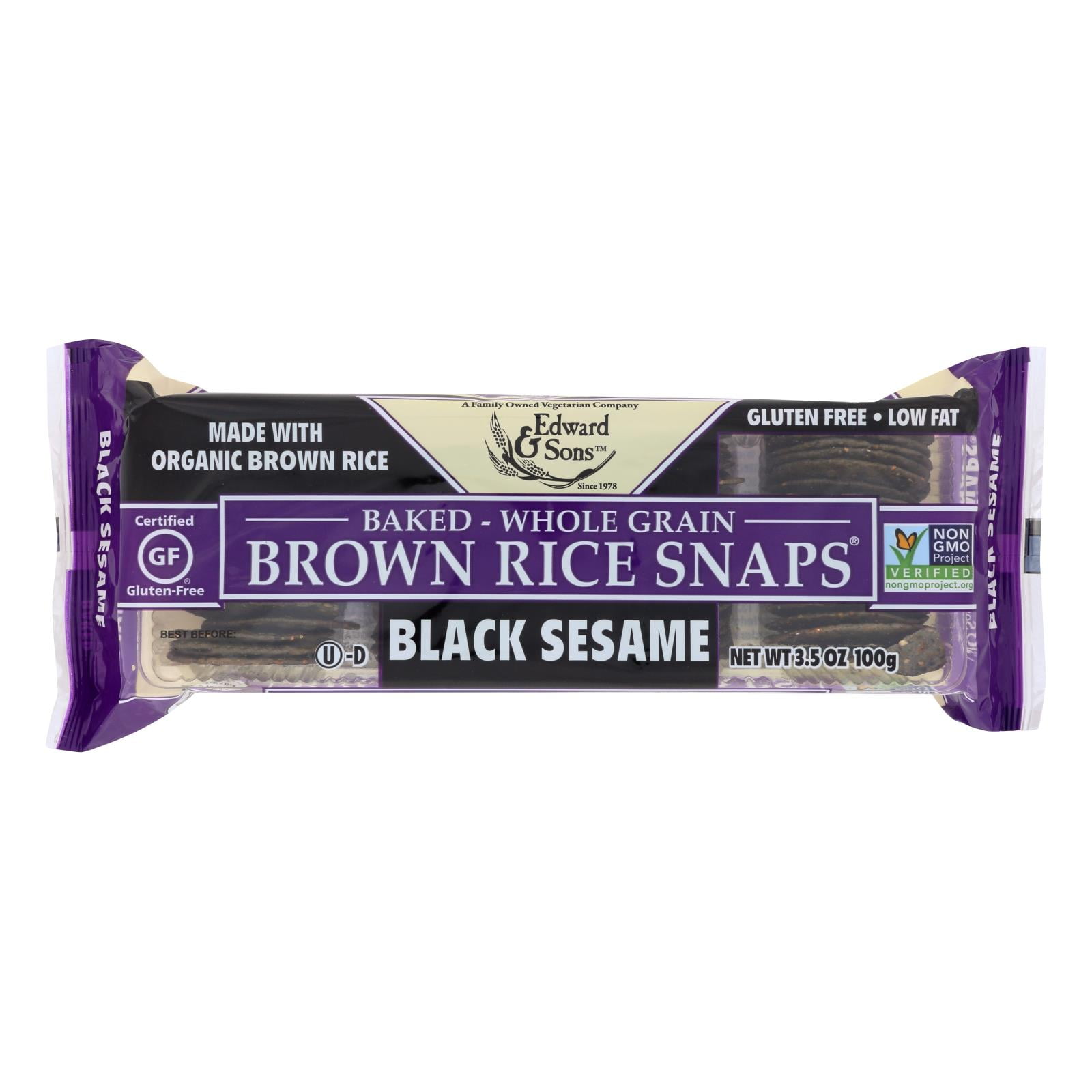 Edward and Sons Brown Rice Snaps Black Sesame 3.5 oz. Pack of 3