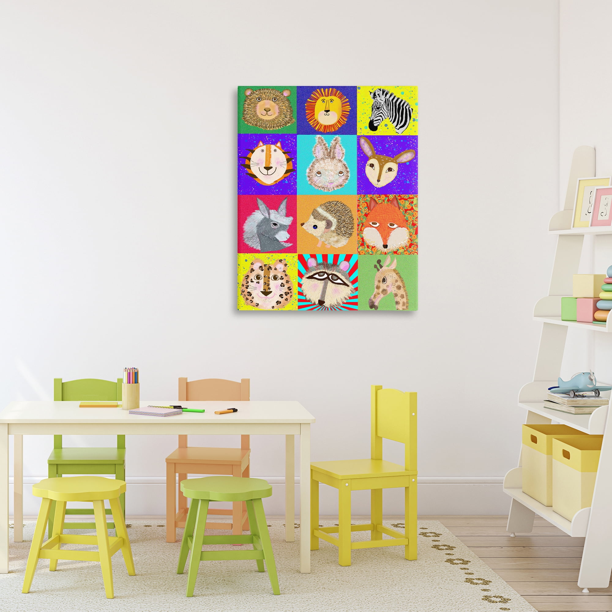 Furry Faces Animals Canvas Wall Art, design by Lynnda Rakos