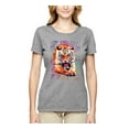 thumbnail image 2 of Tiger Growling Colorful Trippy Tie Dye Animal Lover Womens Graphic T-Shirt, Heather Grey, Large, 2 of 3