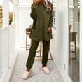 thumbnail image 2 of WCJM Womens Summer Outfits Women's Fall Winter Pullover Long Sleeve Set Soft Double Fleece with Embossed Design Cozy Loungewear for Cold Nights Two-Piece Set Women Pajama Sets, 2 of 6