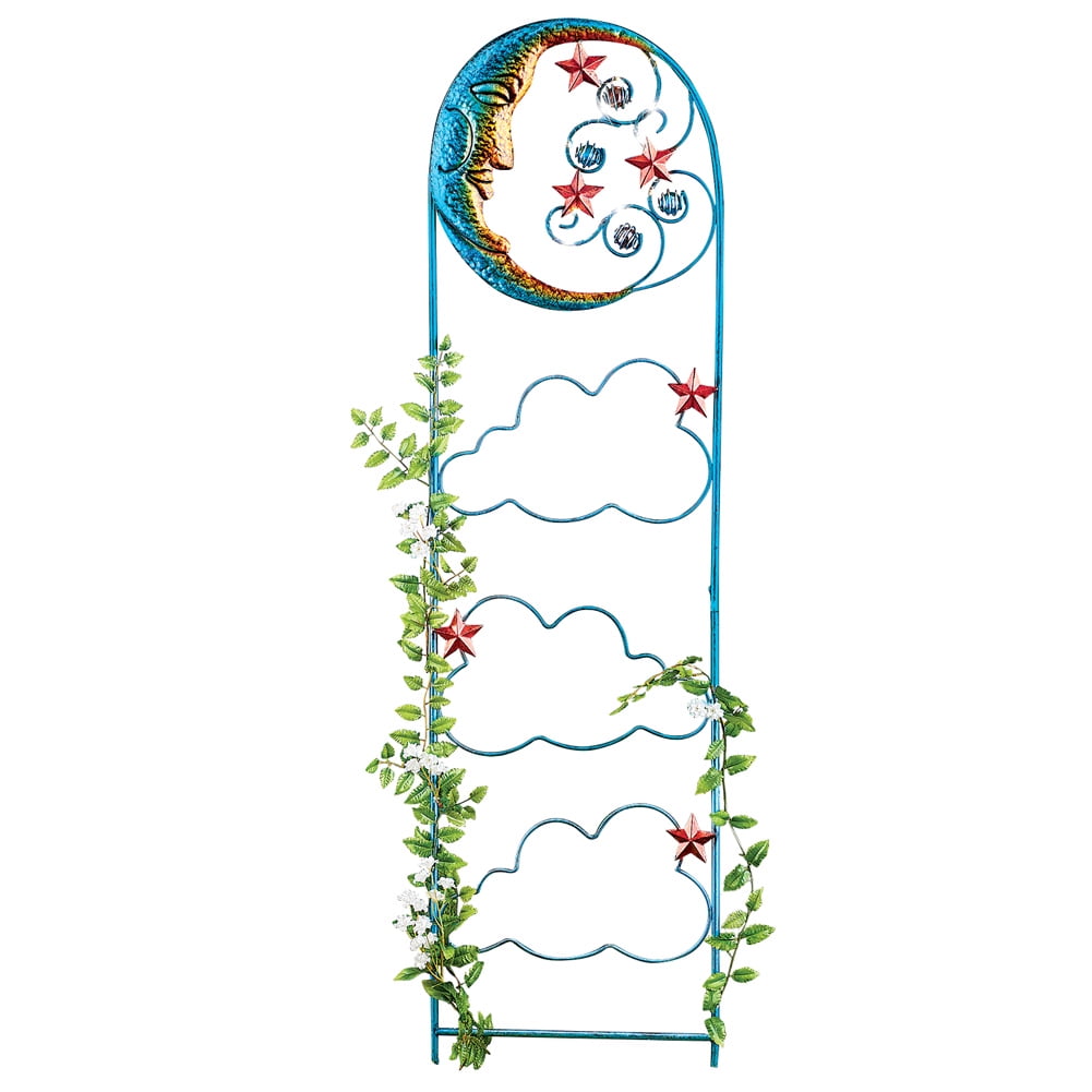 Celestial Moon & Clouds Garden Trellis Panel with Solar Lights For Climbing Plants,... by Collections Etc