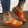 thumbnail image 2 of LOVZFMLL Sandals for Women 2025 Summer Two Straps Slip On Open Toe Comfort Walking Wedge Sandals Casual Outdoor Beach Vacation Shoes Orange 5.5, 2 of 7