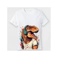 thumbnail image 1 of T-Shirt Graphique Aquarelle T-Rex Drôle Écoutant de la Musique pour Garçons, 1 of 3