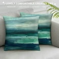 thumbnail image 3 of COMIO Seafoam Green Mint Navy Blue Abstract Ocean Art Painting Hidden Zipper Throw Pillow Covers, 3 of 5
