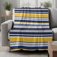 thumbnail image 2 of Navy Blue Yellow Striped Blanket Soft Cozy Warm Throw Blanket for Couch, Plush Fuzzy Flannel Fleece Blankets for Sofa, Farmhouse Vintage Stripe Bed Blankets Lightweight Gifts for Women, 30"x40", 2 of 9