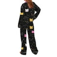 thumbnail image 4 of Tnhcen Women's Long Sleeve Printed Pajama Set 95% Polyester 5% Spandex Flannel-Like Lounge Wear Sleepwear Plus Size S-2XL Women's Home Wear Pajamas Top & Bottom, 4 of 8