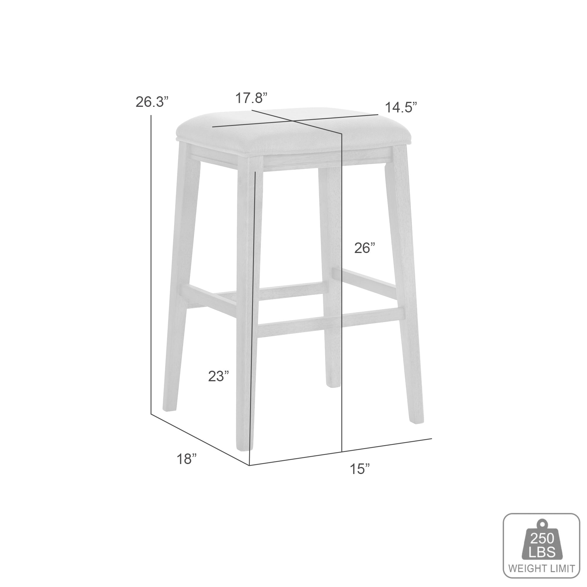 Jane Contemporary Transitional Wood Counter Height Kitchen Bar Stool in White Finish with Cream Fabric Upholstered Seat