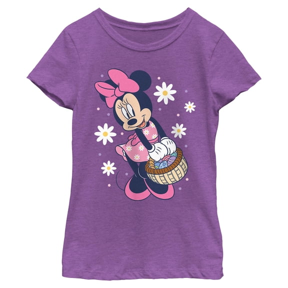Girls Minnie Mouse Floral Easter Basket T Shirt