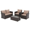 thumbnail image 3 of JOIVI Patio Furniture Set, 4 Pieces PE Rattan Sofa Set, Coffee Table with Tempered Glass, Beige, 3 of 9