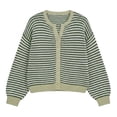 thumbnail image 4 of Womens Striped Cardigan Sweaters Long Sleeve Button Up Knit Tops Oversized Button Down Fall Winter Cardigan (Z002#-Green XL), 4 of 5