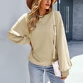thumbnail image 1 of Women Top Fall Top Loose Pure Color Warm Crewneck  for Daily Life ANGGREK Otros, 1 of 8