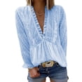 thumbnail image 4 of Women Fashionable Blouse, Breathable Comfortable Ruffle Charming Lightweight V Neck Tops For Dating For Office For Female ANGGREK Otros, 4 of 6