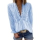 thumbnail image 4 of Women Casual Blouse, V Collar Tops Breathable Long Sleeve  For Office For Dating ANGGREK Celeste XXL, 4 of 6