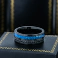 thumbnail image 4 of 8mm Men's Black Tungsten Eternity Wedding Band, Black Cubic Zirconia, Opal Inlay Comfort Fit Pipe Cut Tungsten Ring - TN1162WAs7, 4 of 4