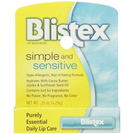 6 Pack - Blistex Simple & Sensitive Lip Moisturizer 0.15
