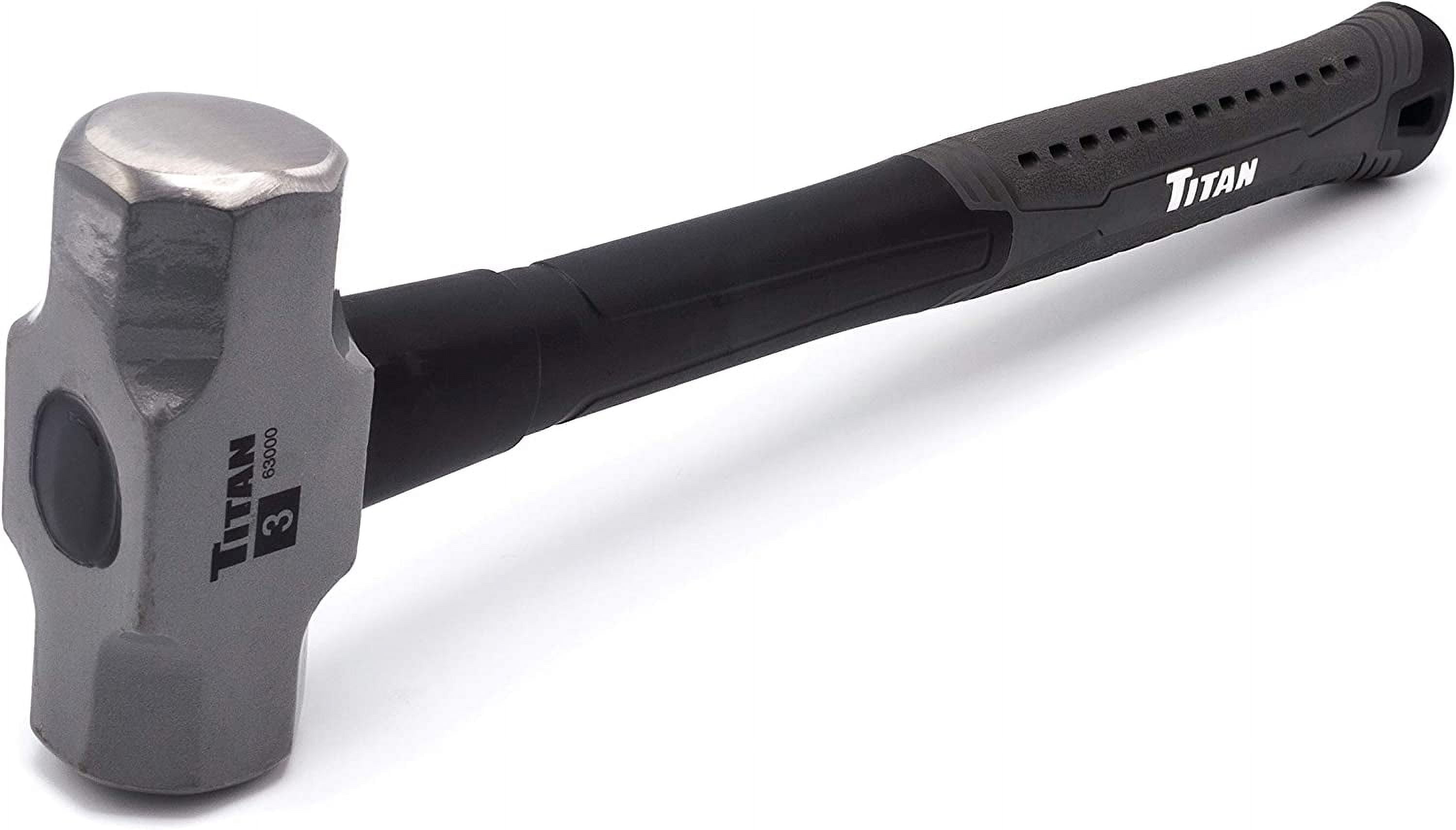 RGHJAR-63000 3lb Sledge Hammer, Forged Steel Head, Overstrike Protection, Sledgehammer with 16" Shock Absorbing Fiberglass Handle with Textured Grip