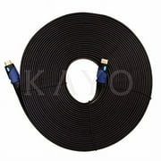 KAYO ESSENTIALS Hi-Speed FLAT HDMI2.0 Cable 50 FT/ SOFT PVC Sleeve+Cable Tie/ Supports Ethernet,3D,4K & Audio Return