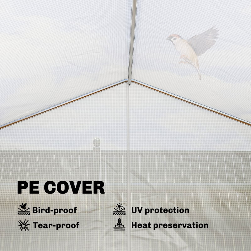 Alvantor White 116.5' L x 135.8' W x 76.8 H Walk-in Tunnel Greenhouse with Shelves