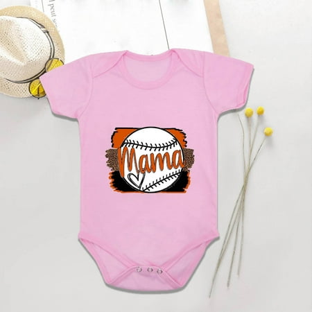 

Clearance! Realhomelove Toddler Baby Boys Girl Bodysuit Comfortable Mother s Day Baseball Print Short Sleeve Romper Jumpsuit