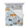 thumbnail image 7 of Quilts Twin Size Bedding Set, Blue Plaid Cat Lightweight Quilted Comforter, Funny Cute Fish Leaves Bubble Soft Reversible Bedspread Coverlet with Pillow Covers for All Season, 68" x 86", 7 of 7