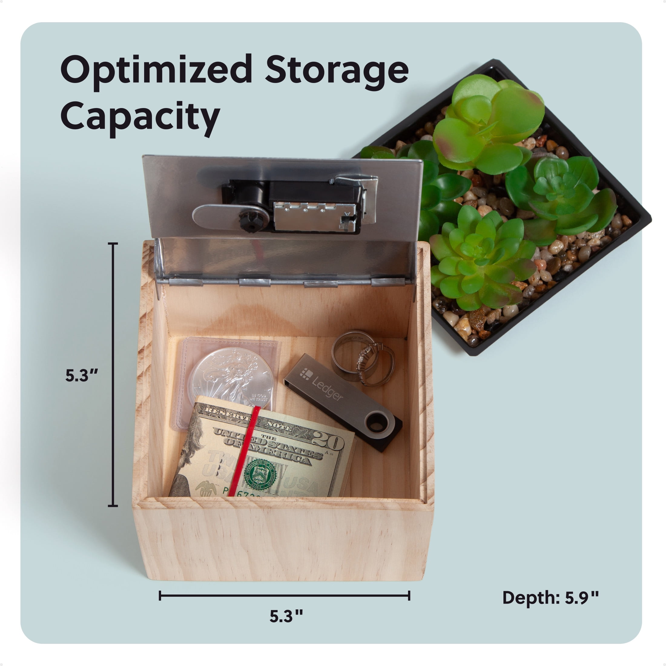 U Brands Planter Diversion Safe, 5.9 x 5.3 x 5.3 in., Hidden Combination Lock Cash Money Box