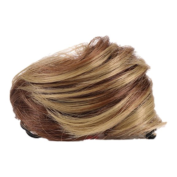 LHWEN Clip Wrap Wig Small Wrap Ball Head Wig Female Straight Hair Circle Black Brown Dished Hair Fluffy And Natural Beauty Salon Straight Hair Fun Lace Wavy Curls Braided Hair Synthetic Hair