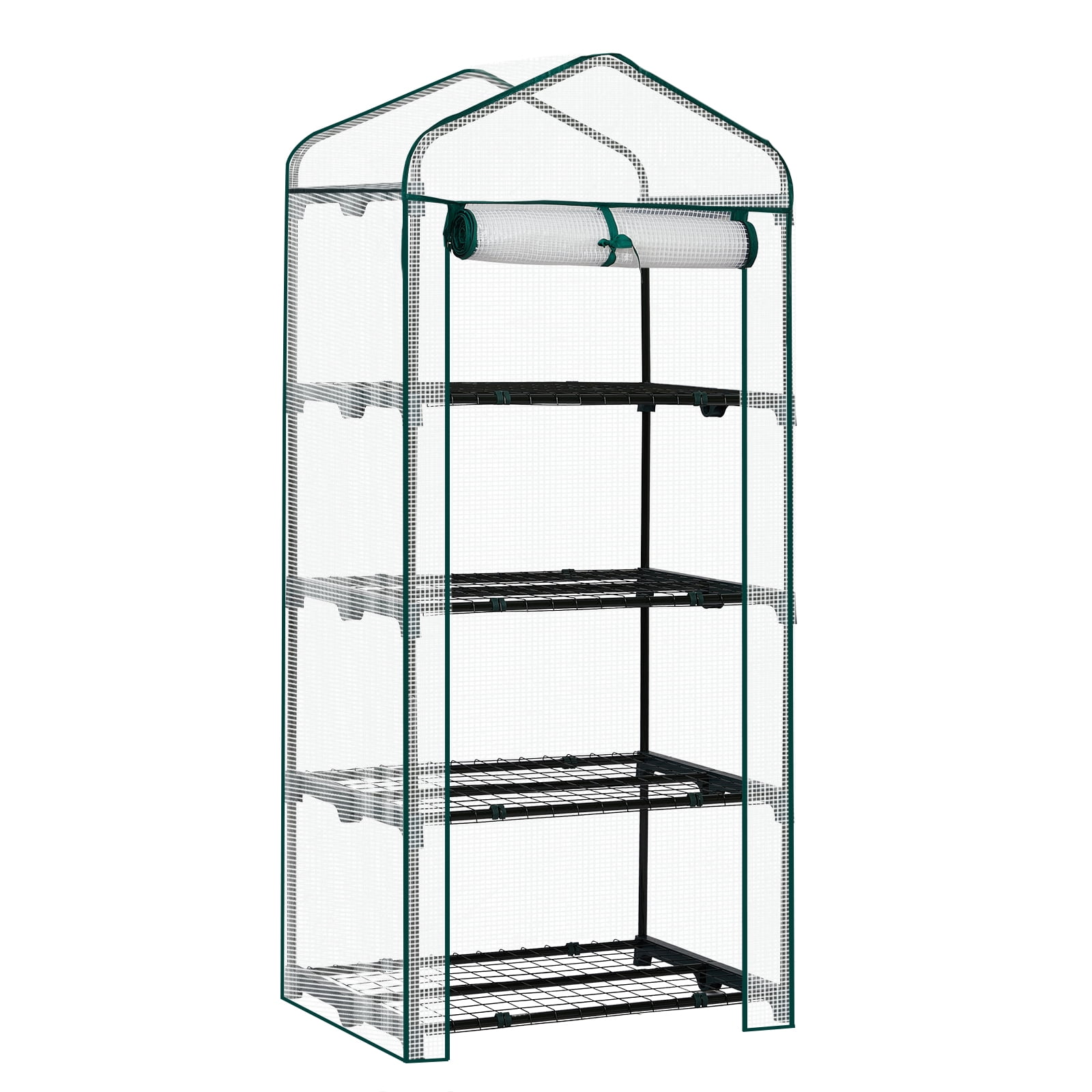Zimtown 4-Tier Greenhouse, 27x19x62in, PE Cover for Plants, Flowers, Herbs - White